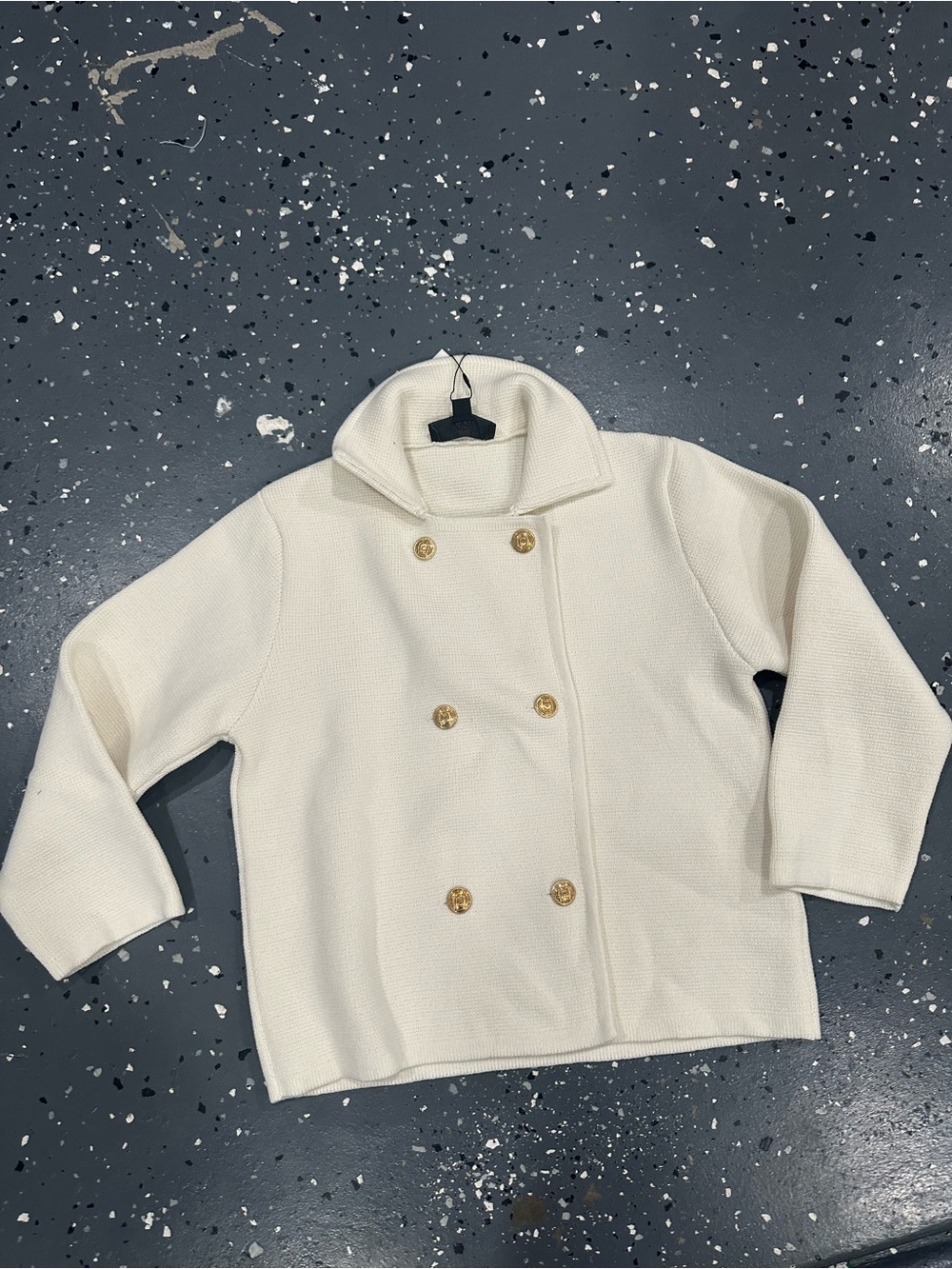 Zara Cream Double-Breasted women  Pea Coat with Gold Buttons